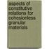 Aspects of constitutive relations for cohesionless granular materials