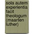 Sola autem experientia facit theologum (Maarten Luther)