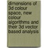 Dimensions of 3D colour space, New colour algorithms and their 3D vector based analysis