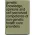Genetic knowledge, opinions and self-perceived competence of non-genetic health care providers