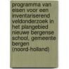 Programma van Eisen voor een inventariserend veldonderzoek in het plangebied Nieuwe Bergense School, gemeente Bergen (Noord-Holland) door C.L. Nyst