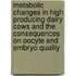 Metabolic changes in high producing dairy cows and the consequences on oocyte and embryo quality