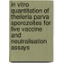 In vitro quantitation of theileria parva sporozoites for live vaccine and neutralisation assays