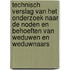 Technisch verslag van het onderzoek naar de noden en behoeften van weduwen en weduwnaars