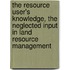 The resource user's knowledge, the neglected input in land resource management