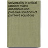 Universality in critical random matrix ensembles and pole-free solutions of painlevé equations by T. Claeys