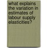 What Explains the Variation in Estimates of Labour Supply Elasticities? door R.A. de Mooij