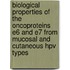 Biological properties of the oncoproteins E6 and E7 from mucosal and cutaneous HPV types