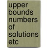 Upper bounds numbers of solutions etc door Evertse