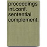 Proceedings int.conf. sentential complement. door Onbekend