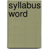 Syllabus Word by A. Timmer
