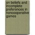 On beliefs and incomplete preferences in noncooperative games