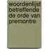 Woordenlijst betreffende de Orde van Premontre