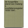 De Burgerlijke Stand van Malang II. Overlijdensregister 1938-1941. by R.M. Melger