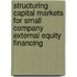 Structuring capital markets for small company external equity financing