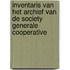 Inventaris van het archief van de Society Generale Cooperative