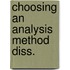 Choosing an analysis method diss.