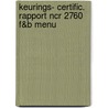 Keurings- certific. rapport ncr 2760 f&b menu door Onbekend