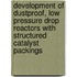 Development of dustproof, low pressure drop reactors with structured catalyst packings