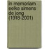 In memoriam Eelke Simens de Jong (1918-2001)
