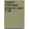 Rapport historique progr.sc.natur 1789 door Cuvier