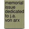 Memorial issue dedicated to J.A. von Arx door Onbekend