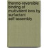 Thermo-reversible binding of multivalent ions by surfactant self-assembly