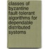 Classes of Byzantine fault-tolerant algorithms for dependable distributed systems
