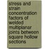 Stress and strain concentration factors of welded multiplanar joints between square hollow sections