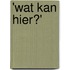 'Wat kan hier?'