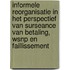 Informele reorganisatie in het perspectief van surseance van betaling, WSNP en faillissement