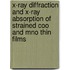 X-ray diffraction and x-ray absorption of strained CoO and MnO thin films