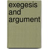 Exegesis and argument door Onbekend