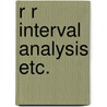 R r interval analysis etc. door Bootsma
