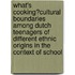 What's cooking?Cultural boundaries among Dutch teenagers of different ethnic origins in the context of school