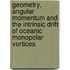 Geometry, angular momentum and the intrinsic drift of oceanic monopolar vortices