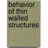 Behavior of Thin Walled Structures door Vinson, J.R.