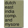Dutch east india comp. and mysore by Lohuizen