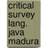 Critical survey lang. java madura door Uhlenbeck