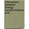 Interactions Between Energy Transformations and ... door Beniston, Martin