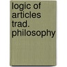 Logic of articles trad. philosophy door E. Barth