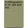 Multilingualism in int. law and inst. door Tabory