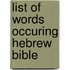 List of words occuring hebrew bible