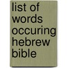 List of words occuring hebrew bible by Watts