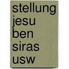 Stellung jesu ben siras usw door Middendorp