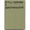 Dr k.u. nylander s specimenschrift door Landberg