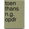 Toen thans n.g. opdr by Smallegange
