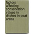 Factors affecting conservation values in ditches in peat areas