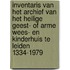 Inventaris van het archief van het Heilige Geest- of Arme Wees- en Kinderhuis te Leiden 1334-1979