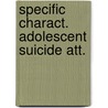 Specific charact. adolescent suicide att. door Wilde